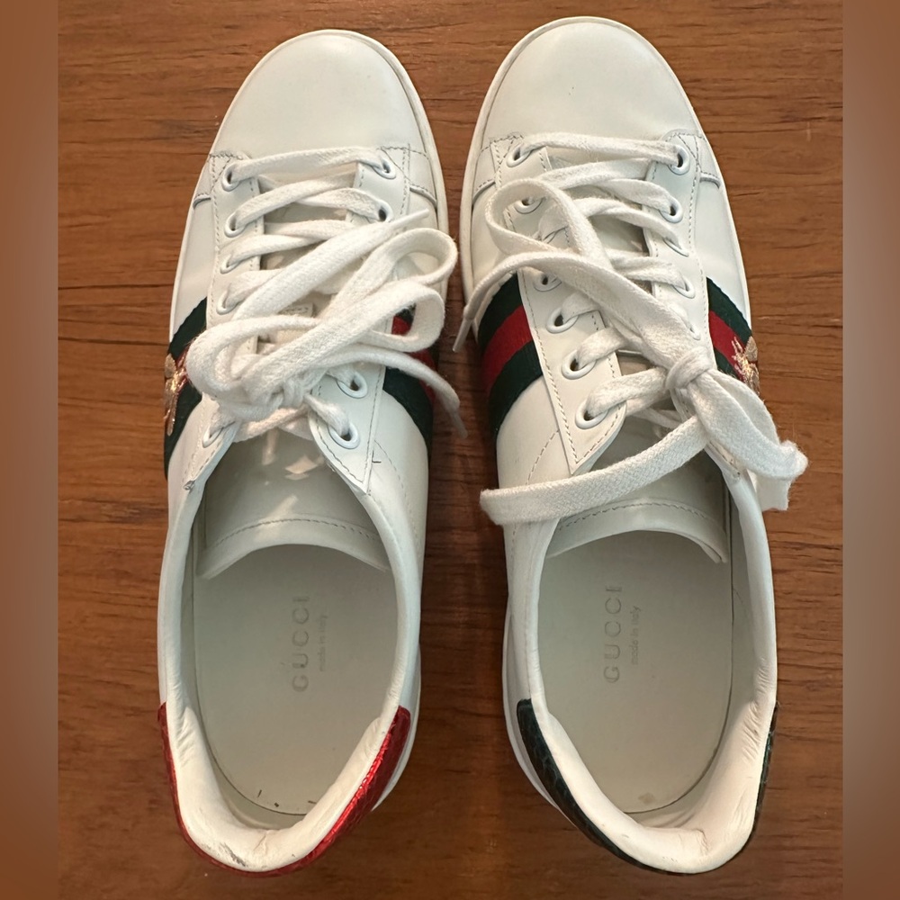 Gucci Women’s Sneakers Ace Trainer With Bee Size 37.5 - Picture 4 of 11